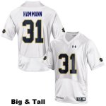 Notre Dame Fighting Irish Men's Grant Hammann #31 White Under Armour Authentic Stitched Big & Tall College NCAA Football Jersey FIB0199RX